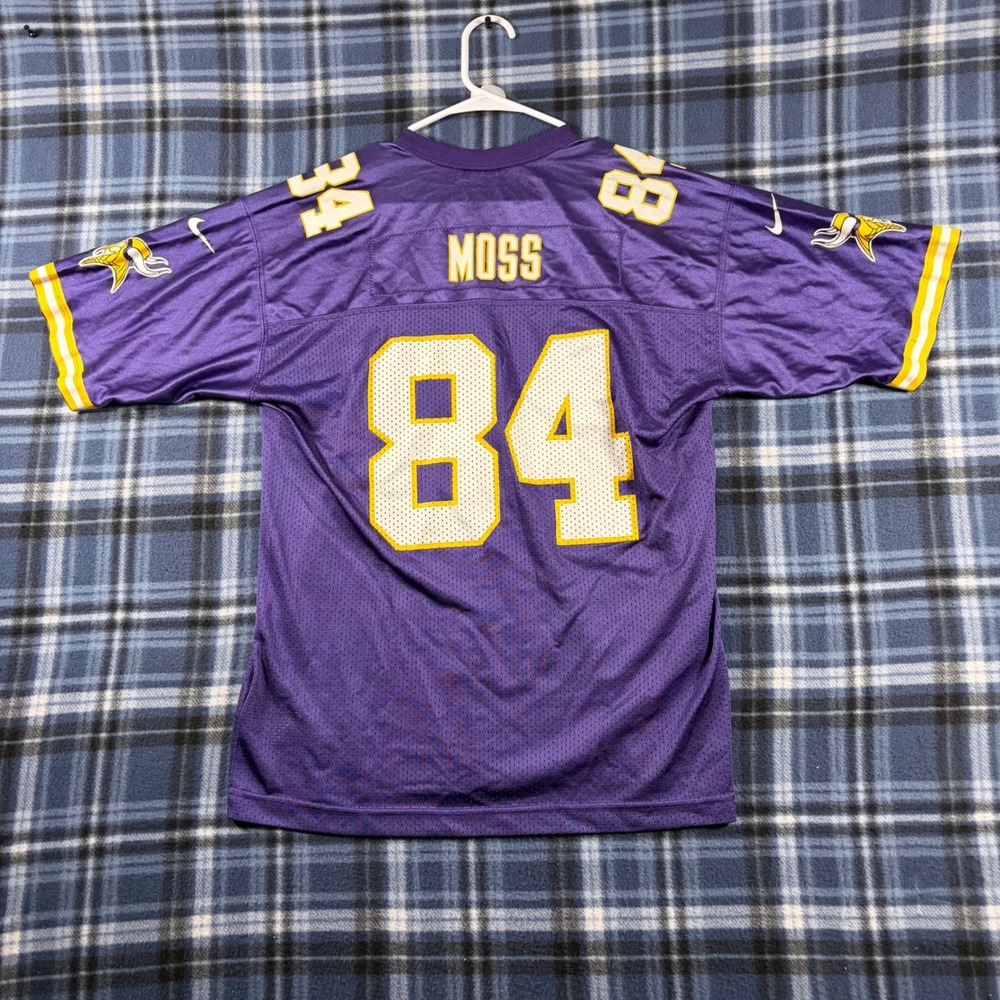 Nike Kids Minnesota Vikings Randy Moss 84 Jersey Purple XL 18-20 Football Mesh - Picture 8 of 8